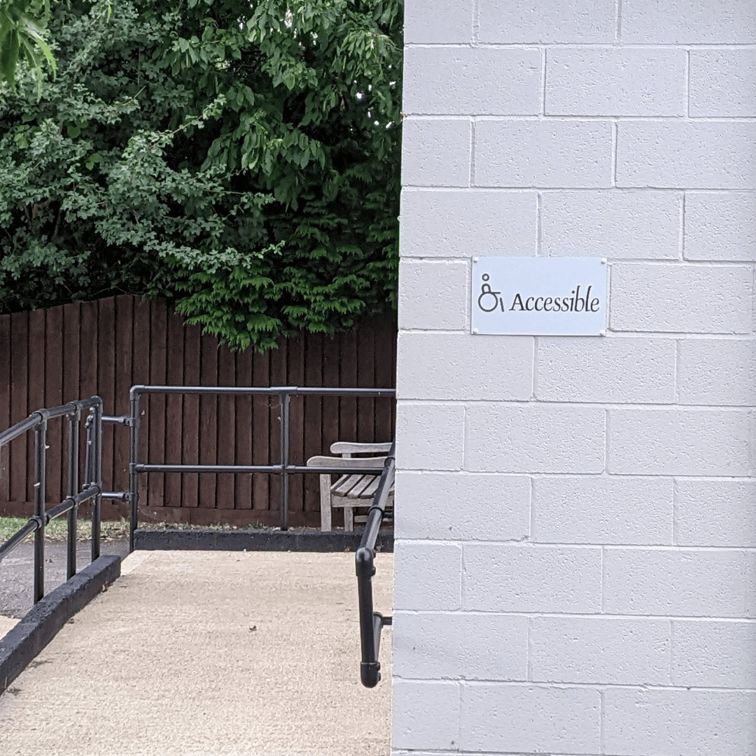 Accessible entrance sign at Souldern Village Hall"